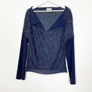 Yashi Women's Sweater Blue Silver NO size label , please look at measurements